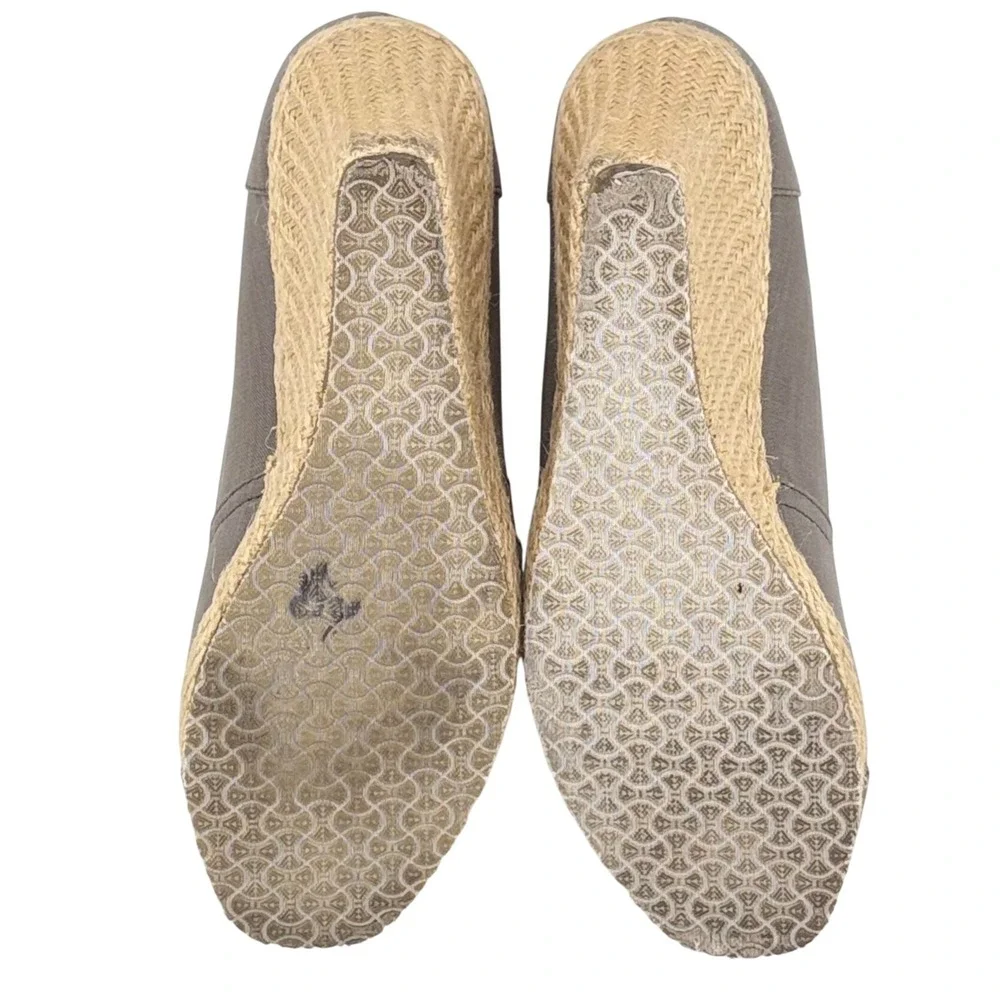 Skechers‎ Parallel Grey Textile Espadrille 3 in Wedge Peep Toe Sandals Women's 8